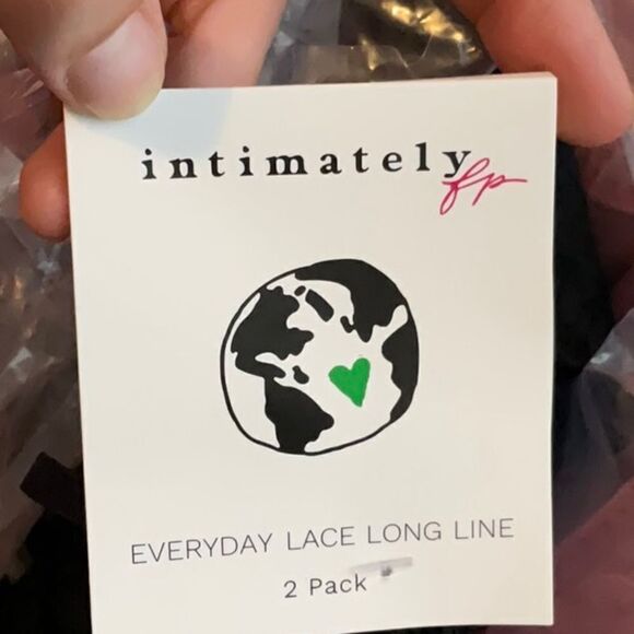 NWT Free People Intimately Black Lace Long Line Bralette 2 Pack - Picture 4 of 4